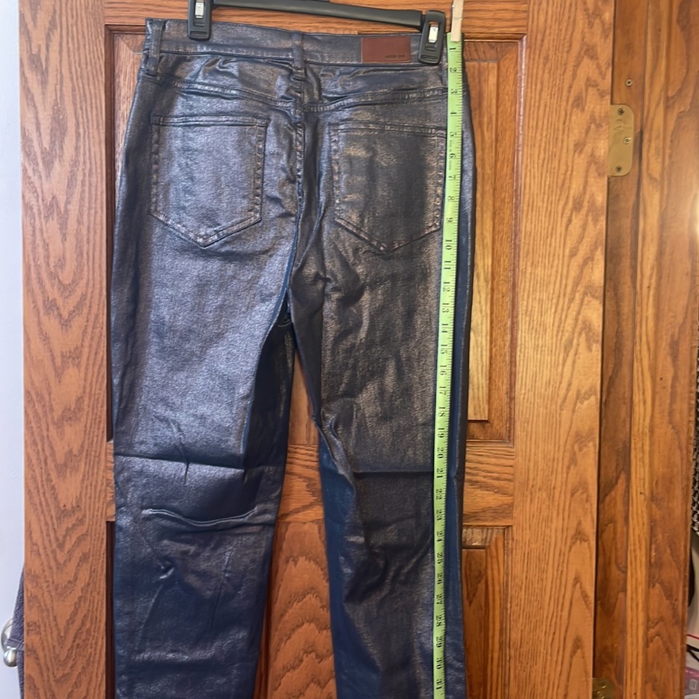 LANDS END 8 tall coated BLUE jeans 5 pocket high rise NWOT slim - Picture 11 of 14